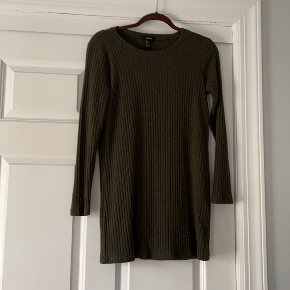 Forever 21 olive ribbed long sleeve dress sz S